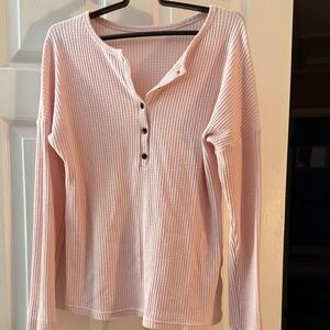 Pink Waffle Knit Henley Top